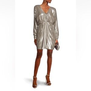 Rag & Bone Eloise Metallic Silver Mini Dress SZ 6  Long Sleeve Sheath Cocktail